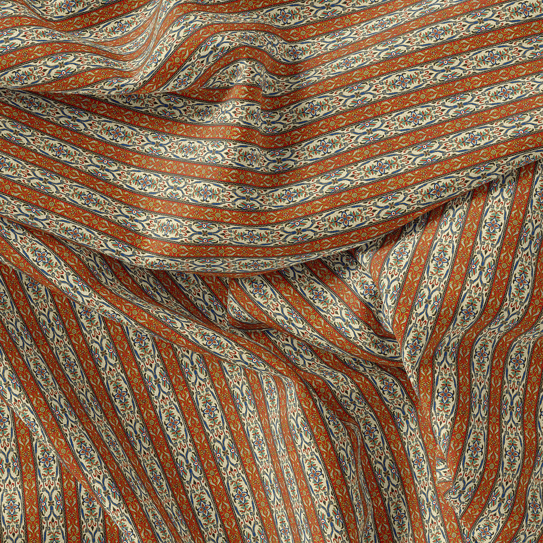Multicolor Strips Pure Georgette Printed Fabric Material - FAB VOGUE Studio®
