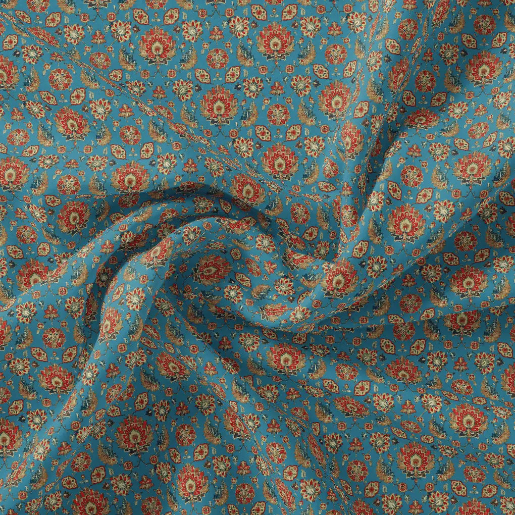 Brown Jecobean Floral Pure Georgette Printed Fabric Material – pg 0 ma014768 110 brown jecobean floral pure georgette printed fabric material 1
