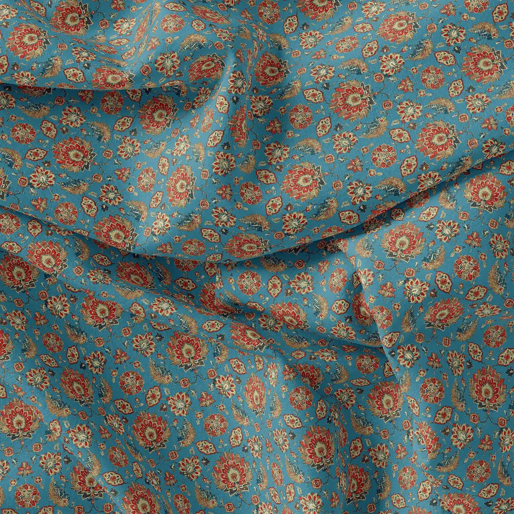 Brown Jecobean Floral Pure Georgette Printed Fabric Material – pg 0 ma014768 110 brown jecobean floral pure georgette printed fabric material 4
