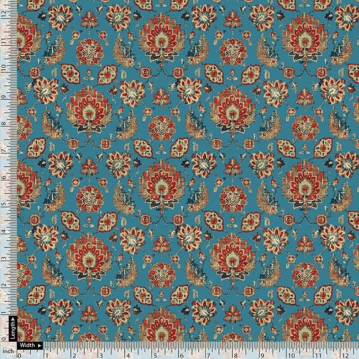 Brown Jecobean Floral Pure Georgette Printed Fabric Material - FAB VOGUE Studio®