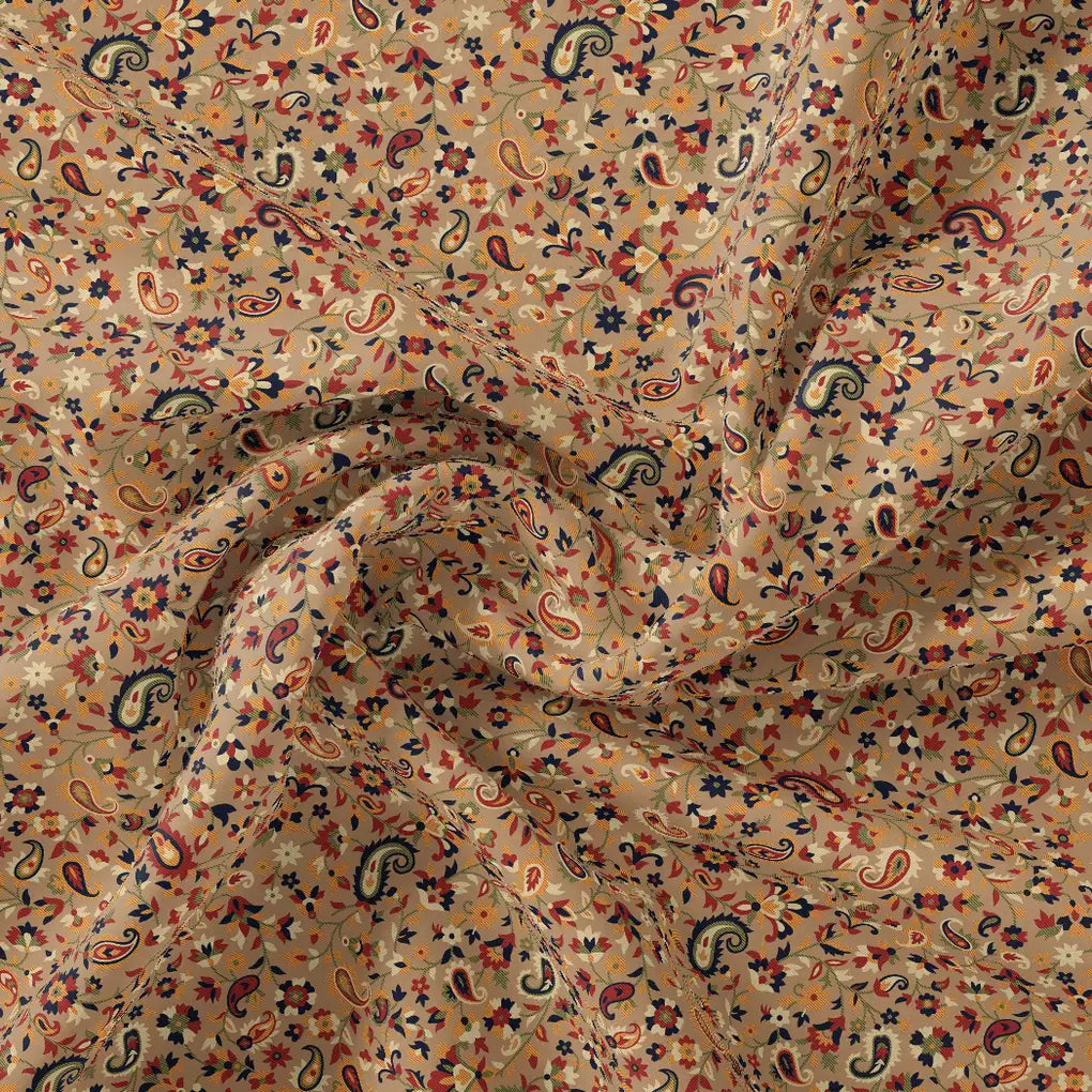 Brown Paisley Pure Georgette Printed Fabric Material – pg 0 ma014797 110 brown paisley pure georgette printed fabric material 1