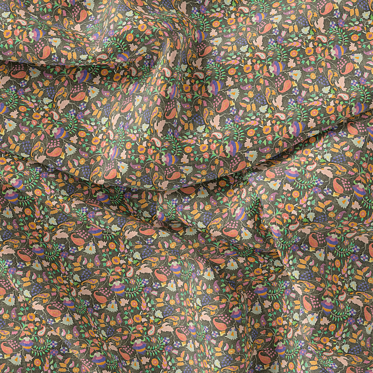 Multicolor Paisley Printed Pure Georgette Fabric - FAB VOGUE Studio®