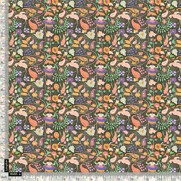 Multicolor Paisley Printed Pure Georgette Fabric - FAB VOGUE Studio®