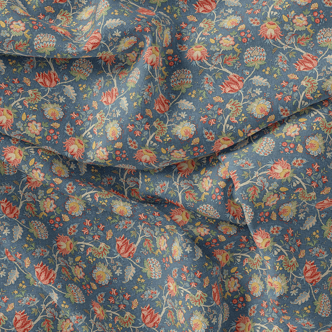 Multicolor Jecobean Floral Pure Georgette Printed Fabric Material - FAB VOGUE Studio®