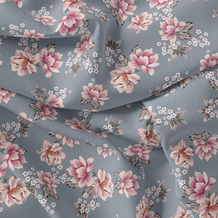 Decorative Tiny Chintz With Lily Digital Printed Fabric - Pure Georgette - FAB VOGUE Studio®