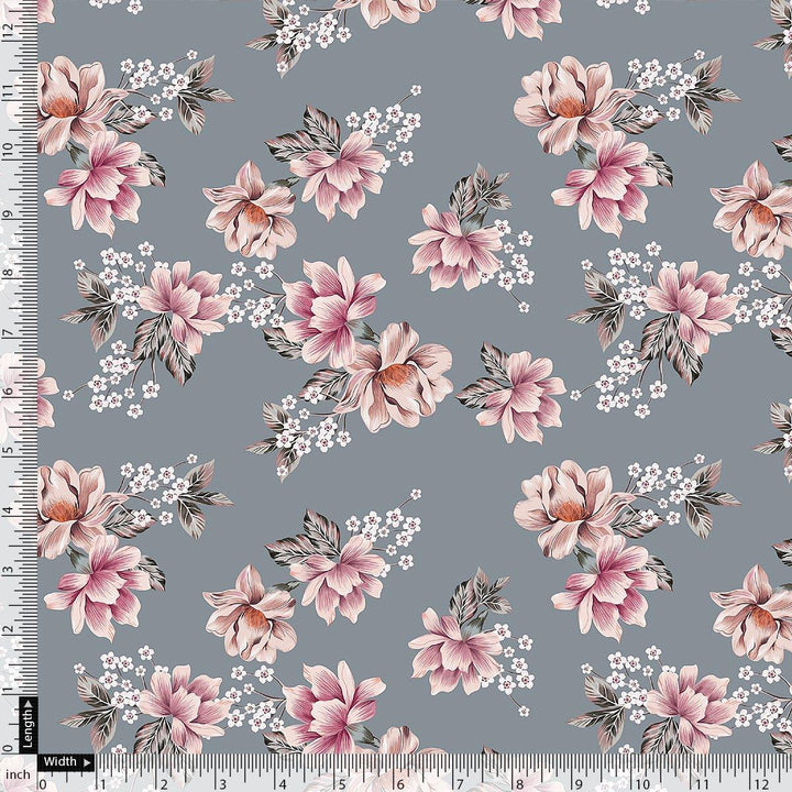 Decorative Tiny Chintz With Lily Digital Printed Fabric - Pure Georgette - FAB VOGUE Studio®