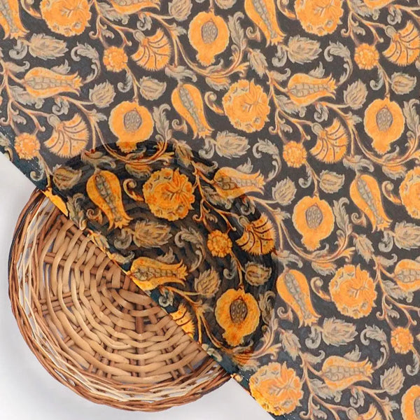 Black Art Nouveau Pure Georgette Printed Fabric Material – pg 0 ma015070 110 black art nouveau pure georgette printed fabric material 2 - alternate view