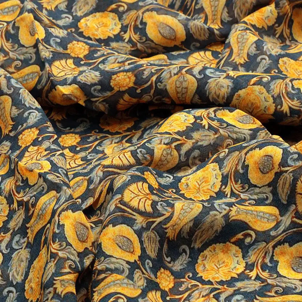 Black Art Nouveau Pure Georgette Printed Fabric Material – pg 0 ma015070 110 black art nouveau pure georgette printed fabric material 3