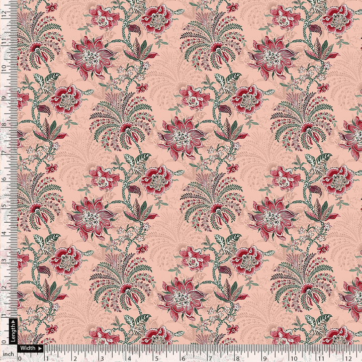 Green Jecobean Floral Pure Georgette Printed Fabric Material - FAB VOGUE Studio®