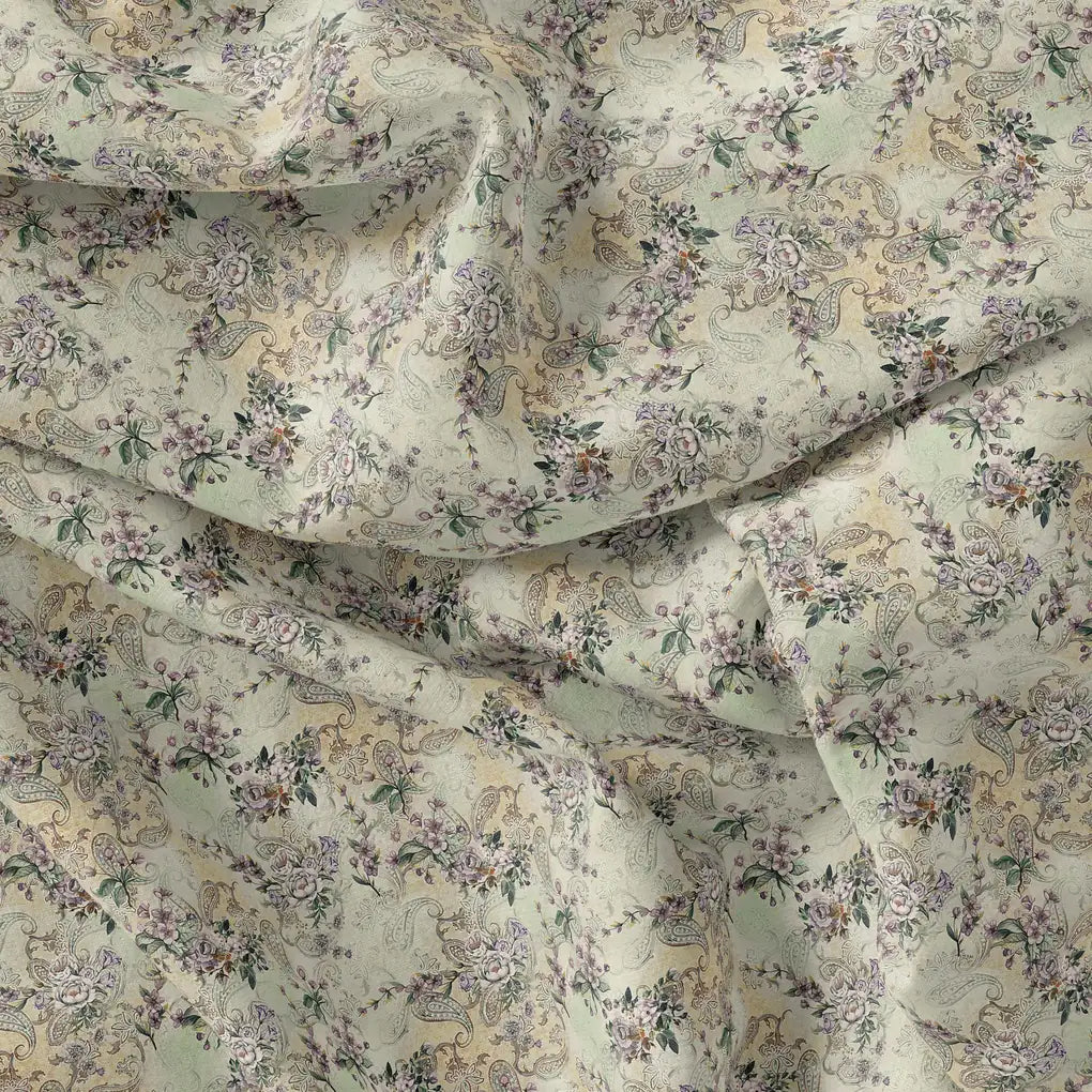 Tiny Border Paisley With Green Leaves Digital Printed Fabric - Pure Georgette – pg 0 ma015570 110 tiny border paisley with green leaves digital printed fabric pure georgette 4
