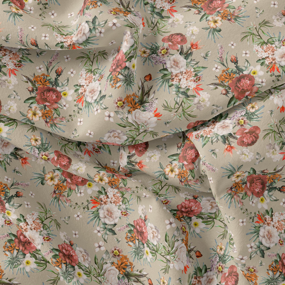 Morden Colour Flower Bunch Digital Printed Fabric - Pure Georgette - FAB VOGUE Studio®