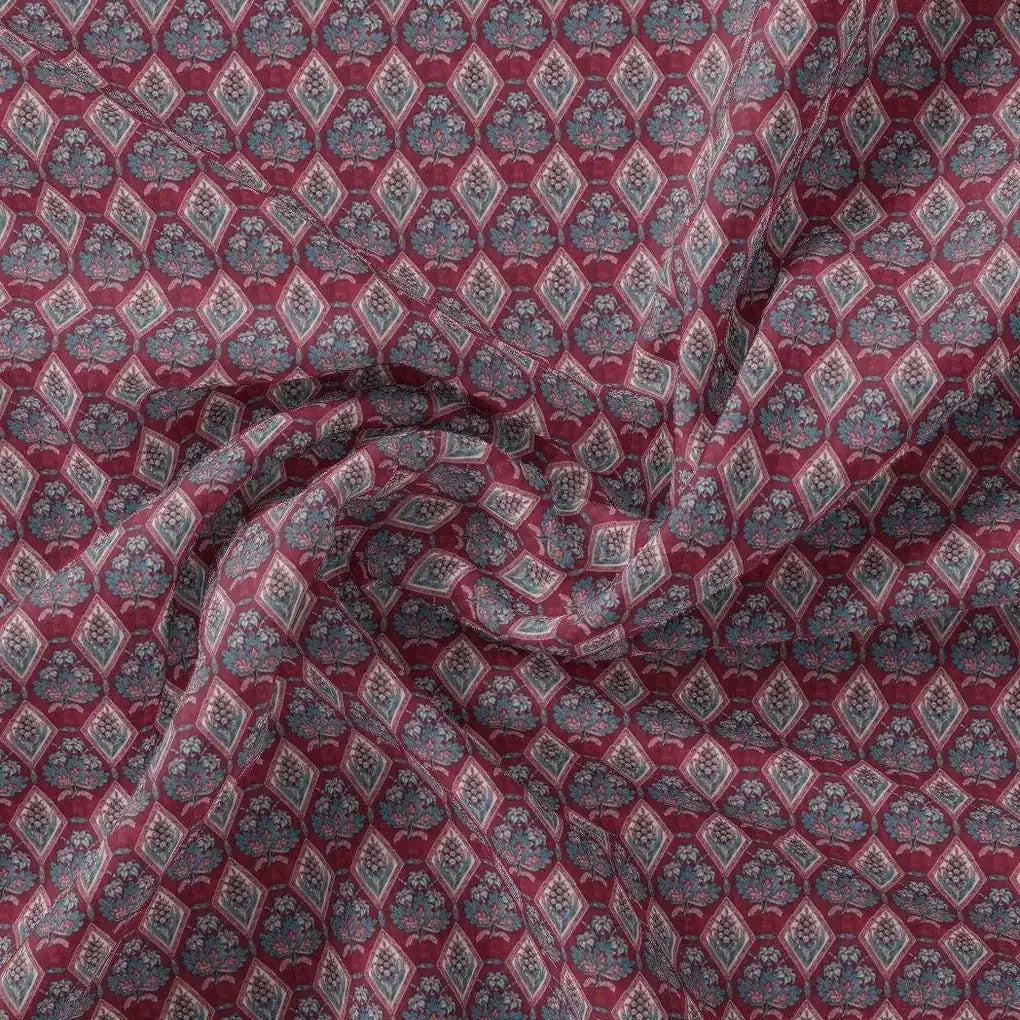 Morden Damask With Flower Digital Printed Fabric - Pure Georgette – pg 0 ma0185 110 morden damask with flower digital printed fabric pure georgette 1