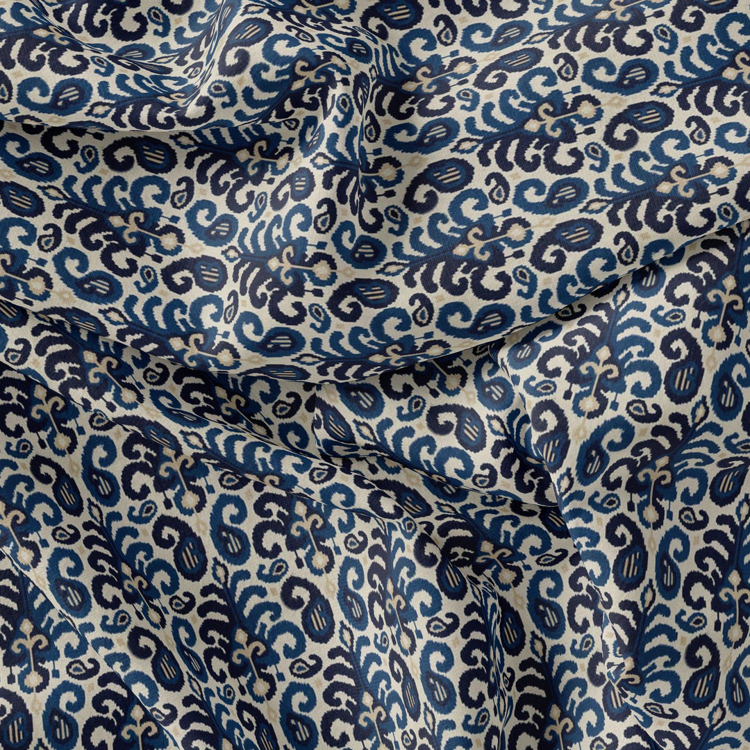Decorative Paisley Seamless Repeat Digital Printed Fabric - Pure Georgette - FAB VOGUE Studio®