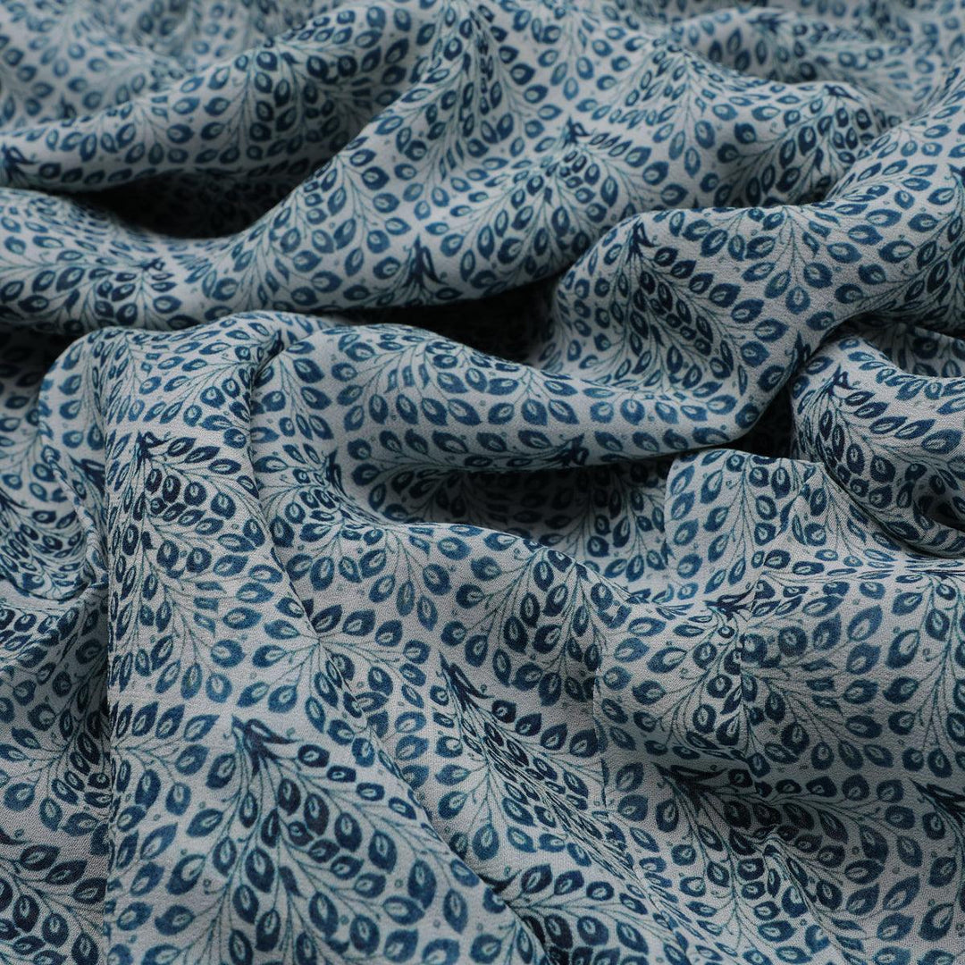 Morpich Block Digital Printed Fabric - Pure Georgette - FAB VOGUE Studio®