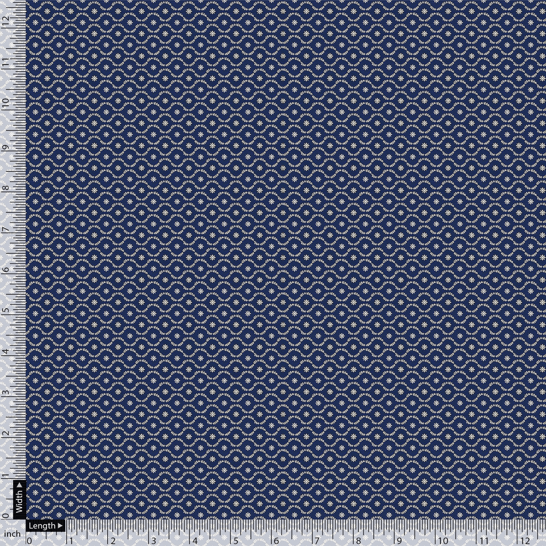 Attractive Tiny Blue Star Ogee Digital Printed Fabric - Pure Georgette - FAB VOGUE Studio®