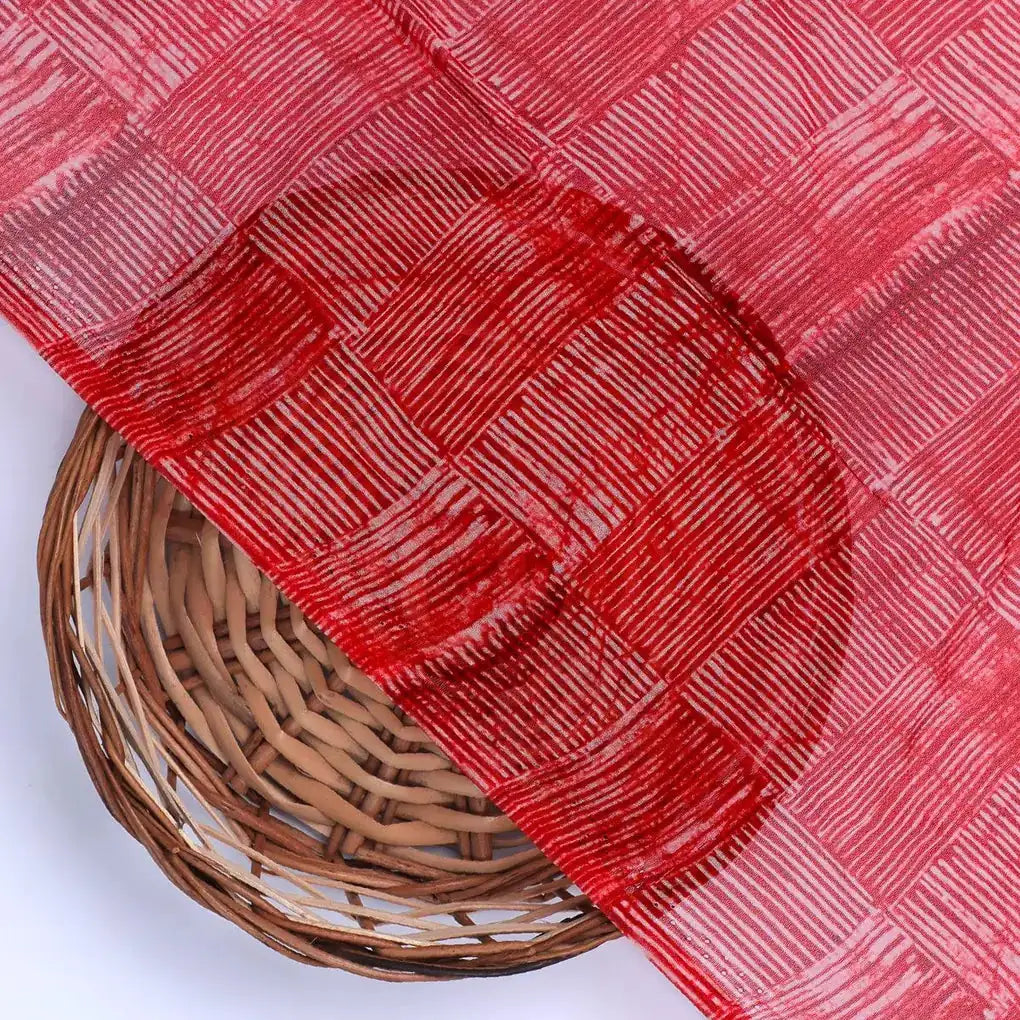 Checkes Textured Red And White Digital Printed Fabric - Pure Georgette – pg 0 ma02235 110 checkes textured red and white digital printed fabric pure georgette 2