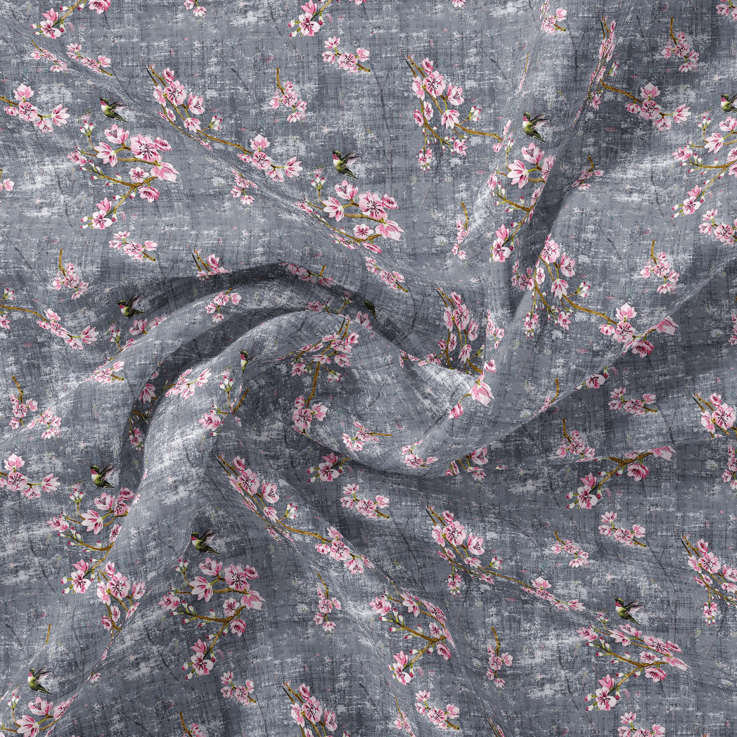 Pink Ditsy Pure Georgette Printed Fabric Material - FAB VOGUE Studio®