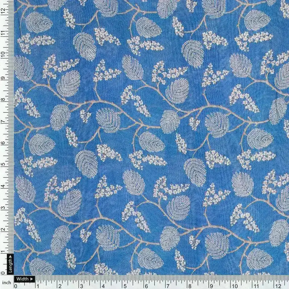 White Jasud Flower With Stalk Digital Printed Fabric - Pure Georgette – pg 0 ma02863p3 110 white jasud flower with stalk digital printed fabric pure georgette 4