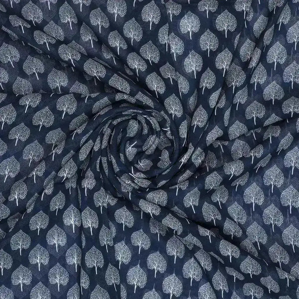 Stylized Mepal Leaf Motif Digital Printed Fabric - Pure Georgette – pg 0 ma02999 110 stylized mepal leaf motif digital printed fabric pure georgette 1
