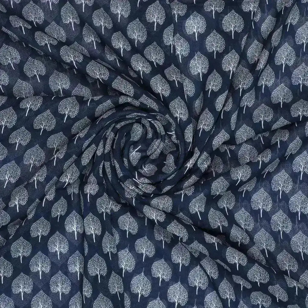 Stylized Mepal Leaf Motif Digital Printed Fabric - Pure Georgette – pg 0 ma02999 110 stylized mepal leaf motif digital printed fabric pure georgette 1