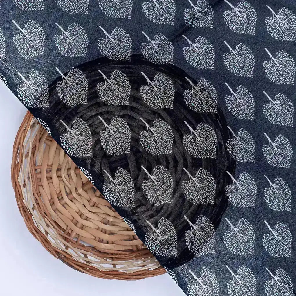 Stylized Mepal Leaf Motif Digital Printed Fabric - Pure Georgette – pg 0 ma02999 110 stylized mepal leaf motif digital printed fabric pure georgette 2