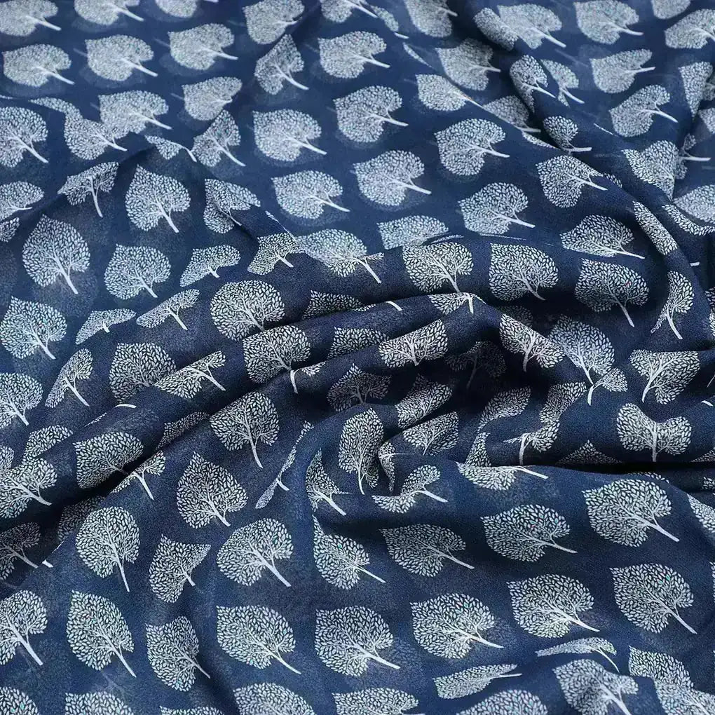 Stylized Mepal Leaf Motif Digital Printed Fabric - Pure Georgette – pg 0 ma02999 110 stylized mepal leaf motif digital printed fabric pure georgette 3