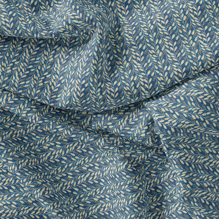 Beautiful Valley Of Leaves With Blue Digital Printed Fabric - Pure Georgette - FAB VOGUE Studio®