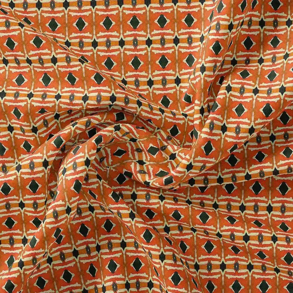 Orange Abstract Repeat Motif Digital Printed Fabric - Pure Georgette – pg 0 ma03322p2 110 orange abstract repeat motif digital printed fabric pure georgette 1