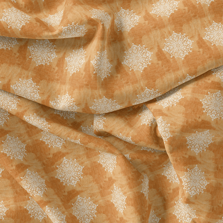 Golden Aborignal Pure Georgette Printed Fabric Material - FAB VOGUE Studio®