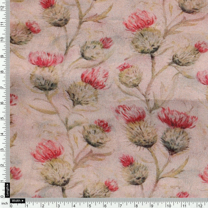 Beautiful Floral Vines Over Cream Base Digital Printed Fabrics - FAB VOGUE Studio®
