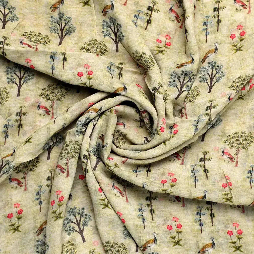 Pista Chinoiserie With Birds Digital Printed Fabric - Pure Georgette – pg 0 ma04430 110 pista chinoiserie with birds digital printed fabric pure georgette 1