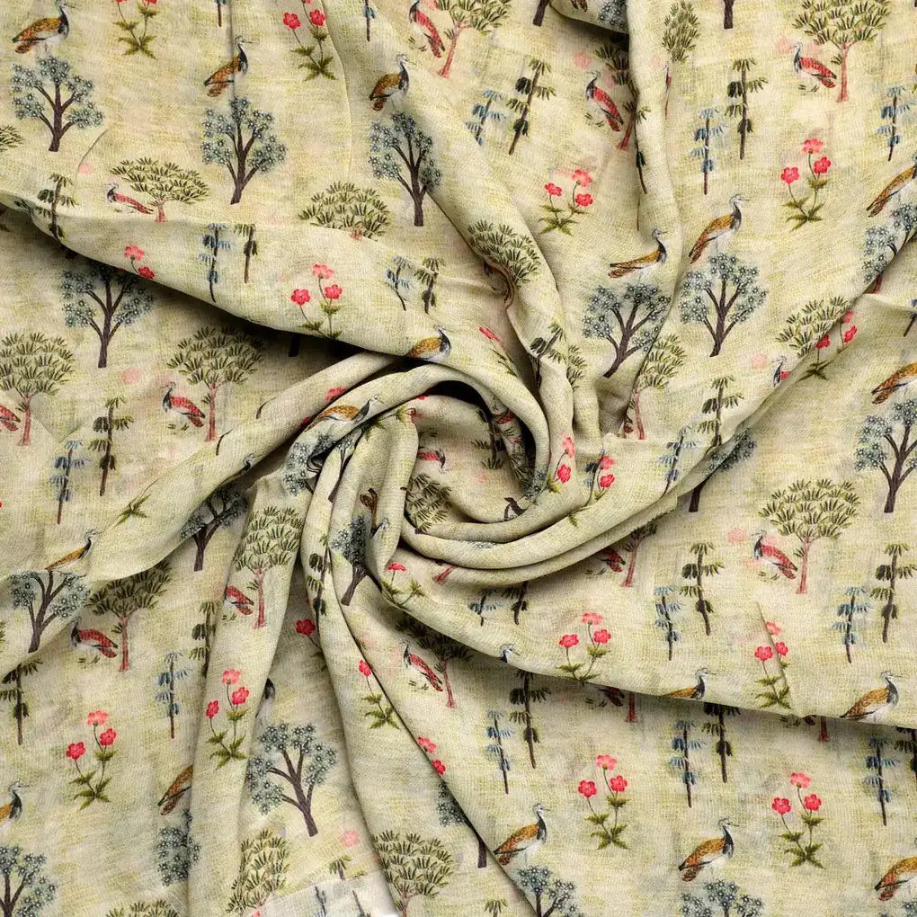 Pista Chinoiserie With Birds Digital Printed Fabric - Pure Georgette – pg 0 ma04430 110 pista chinoiserie with birds digital printed fabric pure georgette 3
