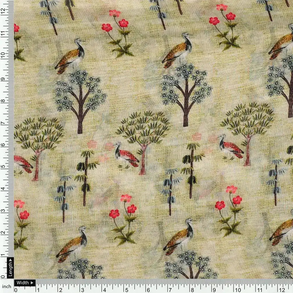 Pista Chinoiserie With Birds Digital Printed Fabric - Pure Georgette – pg 0 ma04430 110 pista chinoiserie with birds digital printed fabric pure georgette 4