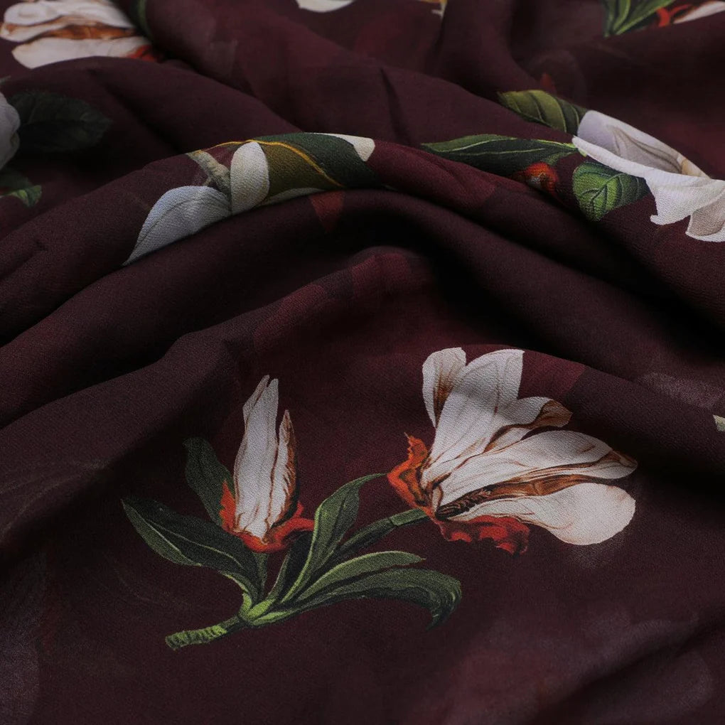 Big White Flower Repeat Digital Printed Fabric - Pure Georgette – pg 0 ma05154 110 big white flower repeat digital printed fabric pure georgette 3