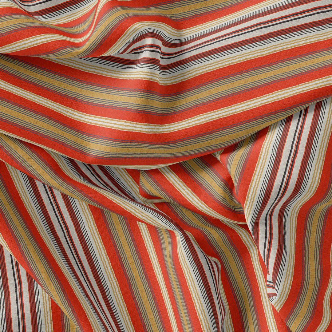Trending Unbalanced Colourful Strips Digital Printed Fabric - Pure Georgette - FAB VOGUE Studio®