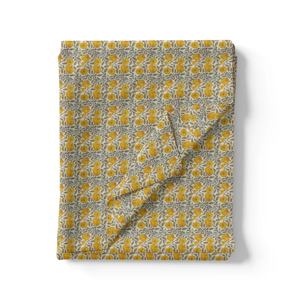 Repeat Yellow Calico Flower With Buds Digital Printed Fabric - Pure Georgette – pg 0 ma05809 110 repeat yellow calico flower with buds digital printed fabric pure georgette 3