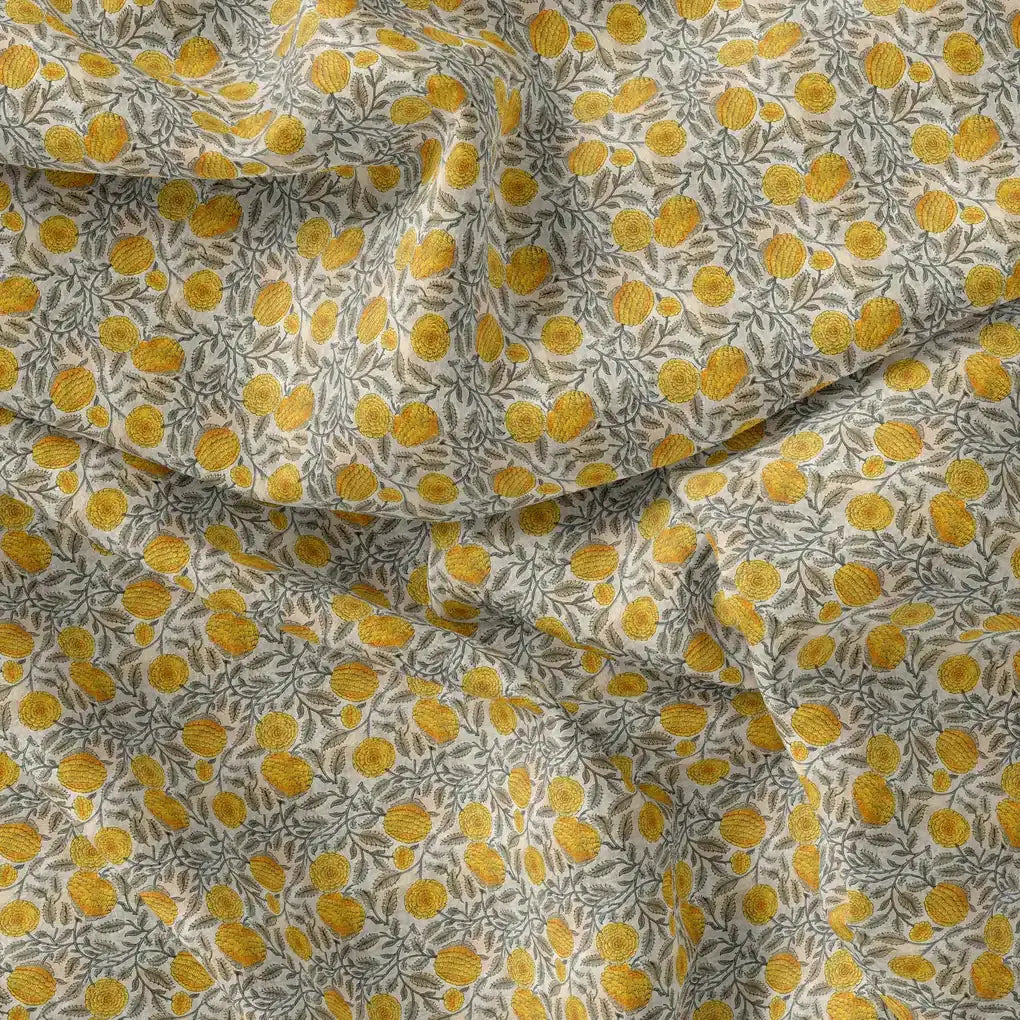 Repeat Yellow Calico Flower With Buds Digital Printed Fabric - Pure Georgette – pg 0 ma05809 110 repeat yellow calico flower with buds digital printed fabric pure georgette 4