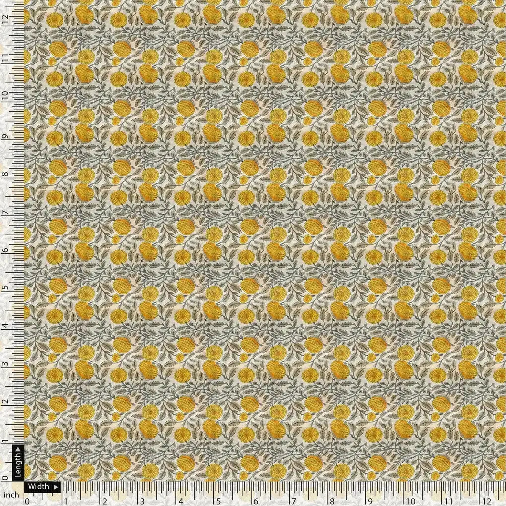 Repeat Yellow Calico Flower With Buds Digital Printed Fabric - Pure Georgette – pg 0 ma05809 110 repeat yellow calico flower with buds digital printed fabric pure georgette 5