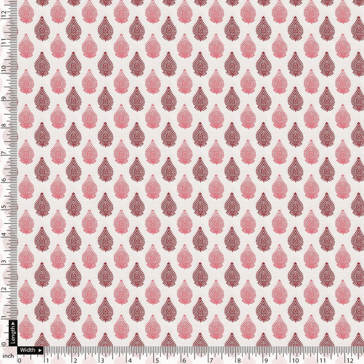 Lovely Pink And Brown Hand Block Leaves Digital Printed Fabric - Pure Georgette - FAB VOGUE Studio®