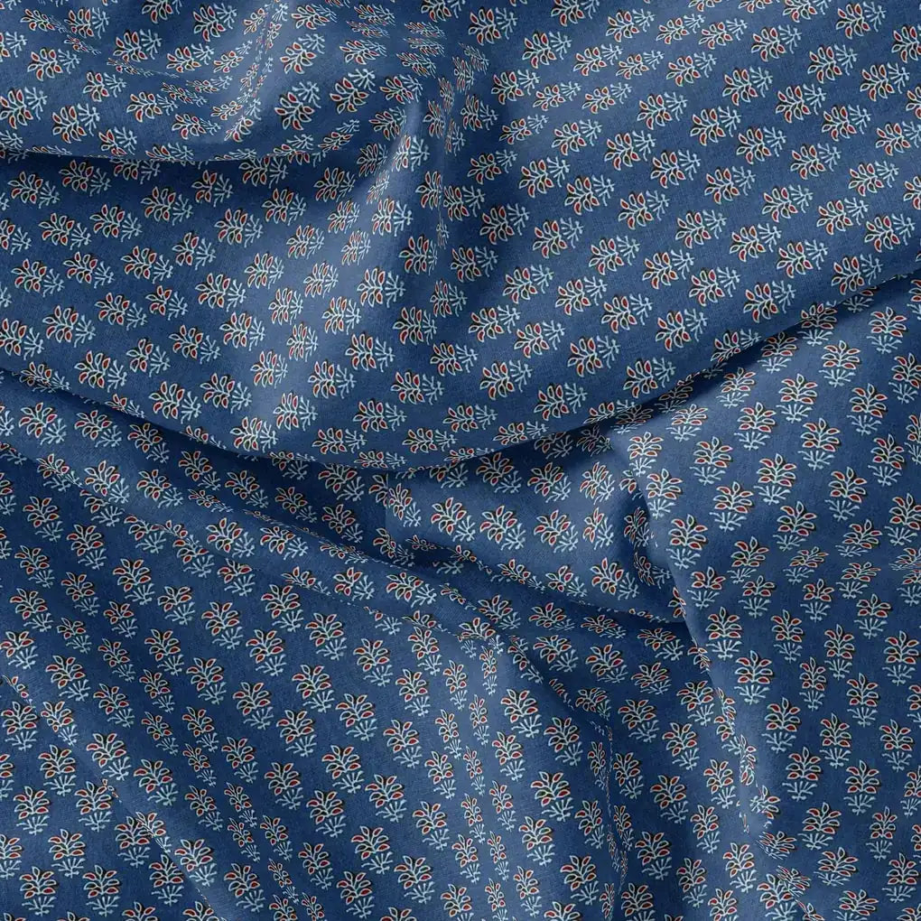 Lovely Blue Port Tree Leaves Digital Printed Fabric - Pure Georgette – pg 0 ma0669 110 lovely blue port tree leaves digital printed fabric pure georgette 3