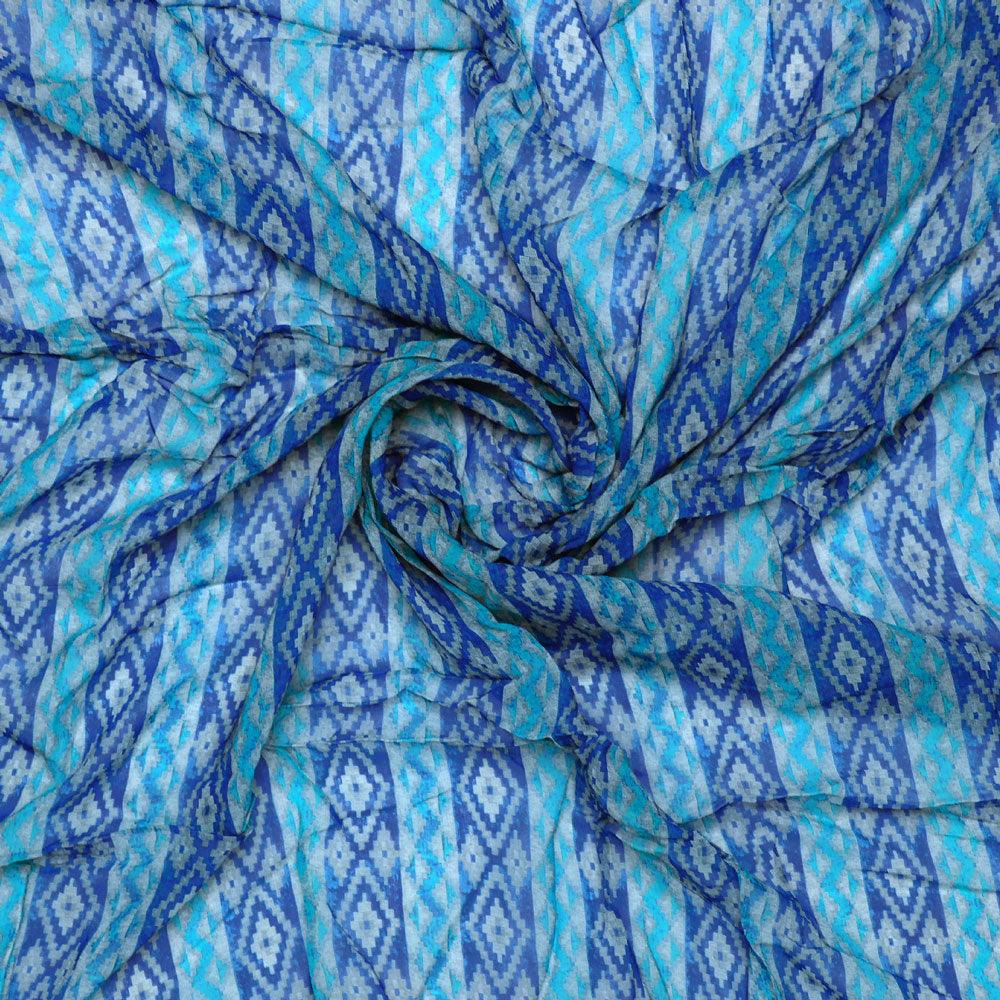 Metallic Seaweed Strips Pure Georgette Printed Fabric Material - FAB VOGUE Studio®