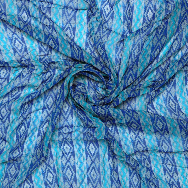 Metallic Seaweed Strips Pure Georgette Printed Fabric Material - FAB VOGUE Studio®