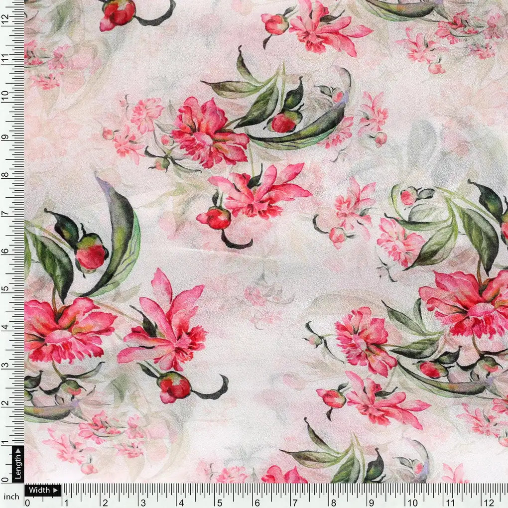 Beautifull Pink Calendula Flower Digital Printed Fabric - Pure Georgette – pg 0 ma08529 110 beautifull pink calendula flower digital printed fabric pure georgette 4
