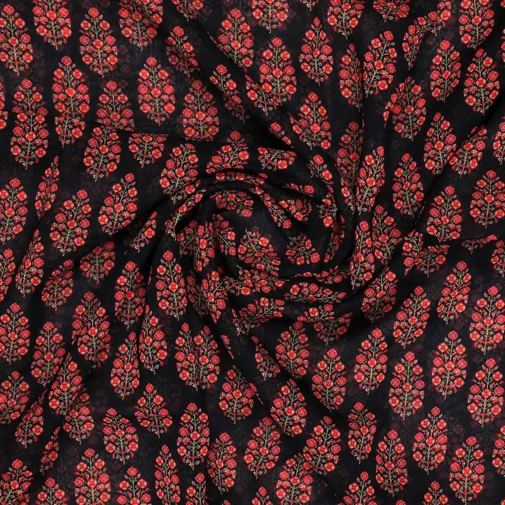 Red Floral Laying Over Black Digital Printed Fabric – pg 0 ma09632 110 red floral laying over black digital printed fabric 1