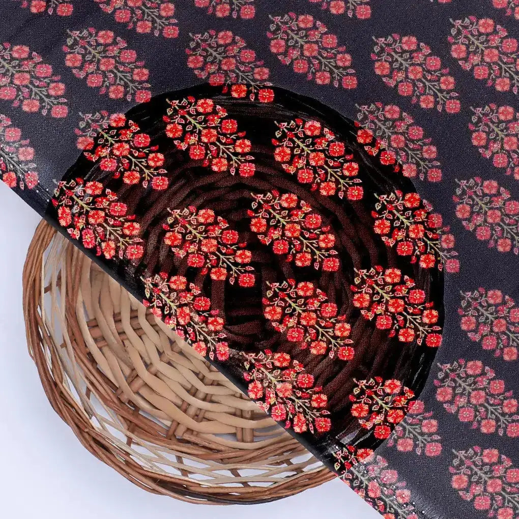 Red Floral Laying Over Black Digital Printed Fabric – pg 0 ma09632 110 red floral laying over black digital printed fabric 2