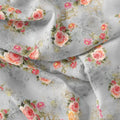 Bright Vintage Pink With Orange Rose Digital Printed Fabric - Pure Georgette – pg 0 ta 06446 110 bright vintage pink with orange rose digital printed fabric pure georgette 3