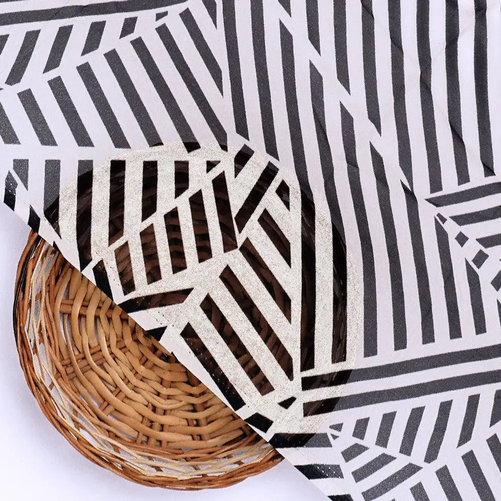 Attractive Black Strips With Bone Colour Digital Printed Fabric - Pure Georgette – pg 0 ta0078 110 attractive black strips with bone colour digital printed fabric pure georgette 2