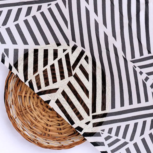Attractive Black Strips With Bone Colour Digital Printed Fabric - Pure Georgette – pg 0 ta0078 110 attractive black strips with bone colour digital printed fabric pure georgette 2 - alternate view