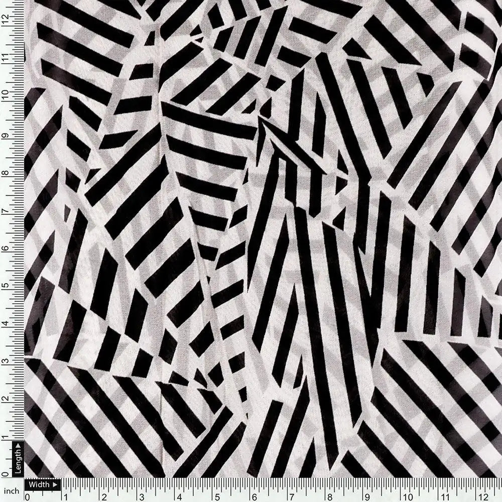 Attractive Black Strips With Bone Colour Digital Printed Fabric - Pure Georgette – pg 0 ta0078 110 attractive black strips with bone colour digital printed fabric pure georgette 4