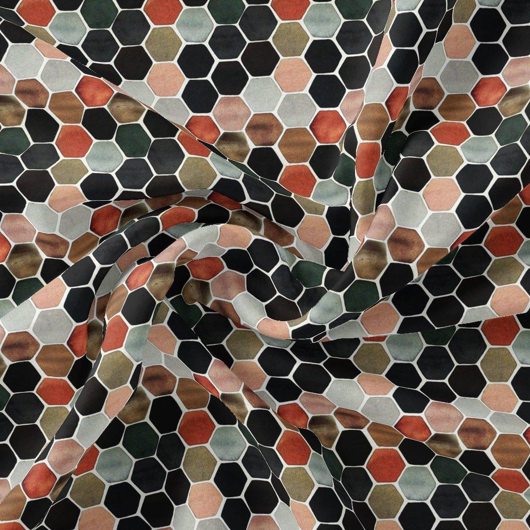 Seamless Hexagon Rainbow Pattern Digital Printed Fabric - Pure Georgette - FAB VOGUE Studio®